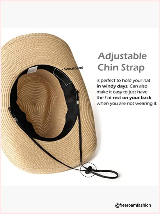 Women\'s Woven Straw Cowboy Hat with Wide Brim, UPF 50 Sun Protection main image 4